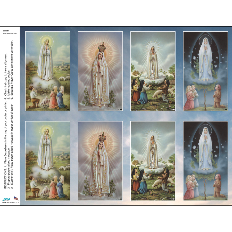 Our Lady of Fatima Classic 8-up Prayer Cards – Inspired Prayer Cards